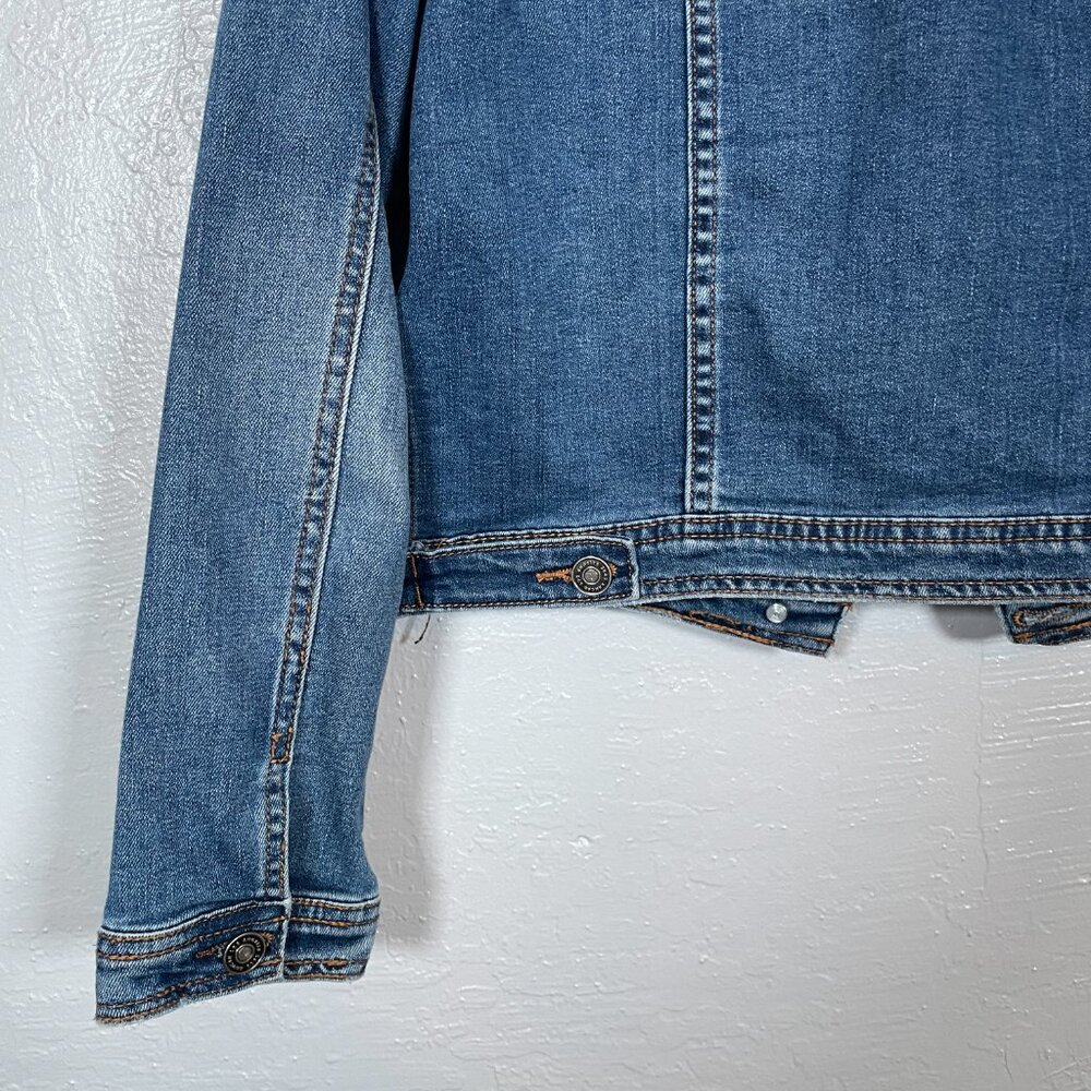 Kancan Women S Blue Denim Cropped Jean Jacket Stretch Western Boho Cowgirlcore - Picture 6 of 8